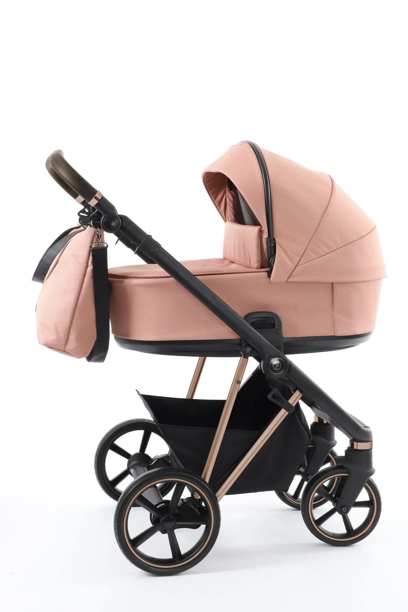 BabyStyle Prestige Vogue Pushchair - Coral / Gold Frame / Brown Leather