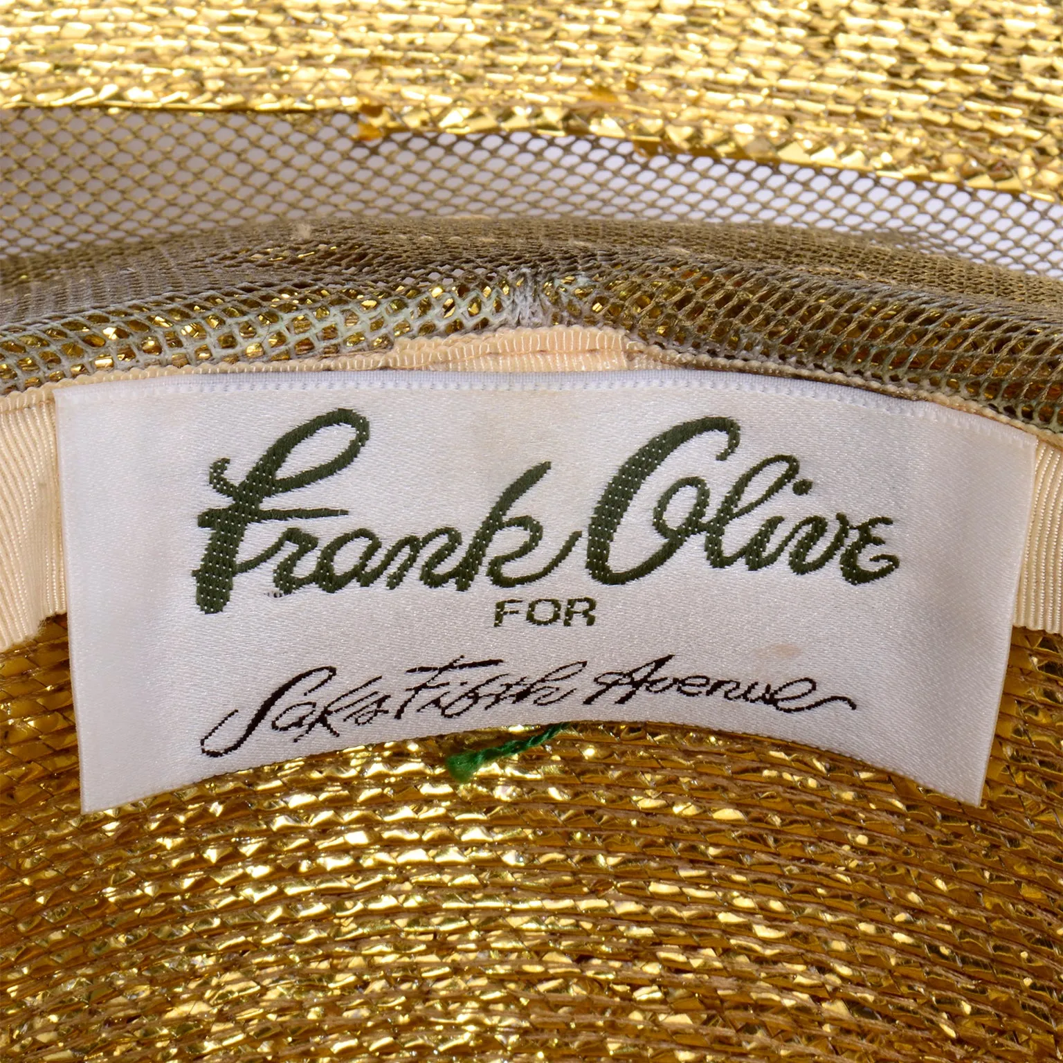 Frank Olive Vintage Gold Straw and Mesh Wide Brim Hat