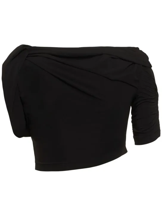 Jacquemus   Le Haut Drapeado jersey crop top 