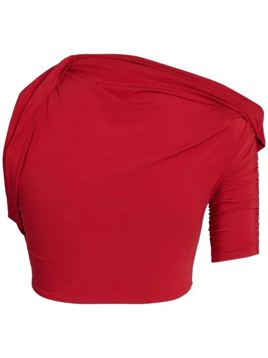 Jacquemus   Le Haut Drapeado jersey crop top 